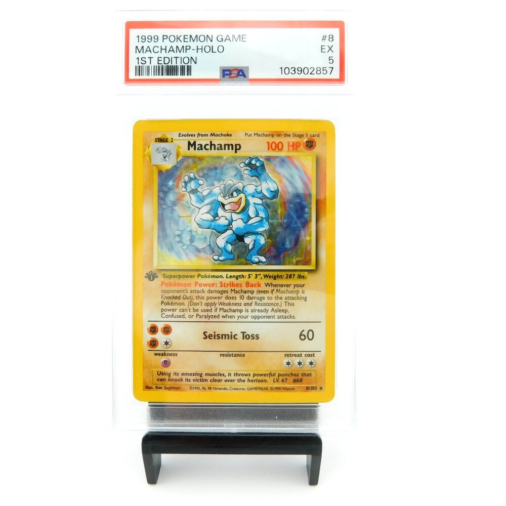 1999 MACHAMP 1st Edition Holo PSA 5 Pokemon Card Game